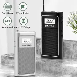 Mini Portable DSP Radio Rechargeable Pocket FM Radios Built-in Speaker Auto Search and Store Station Support TF Card Headset Pla