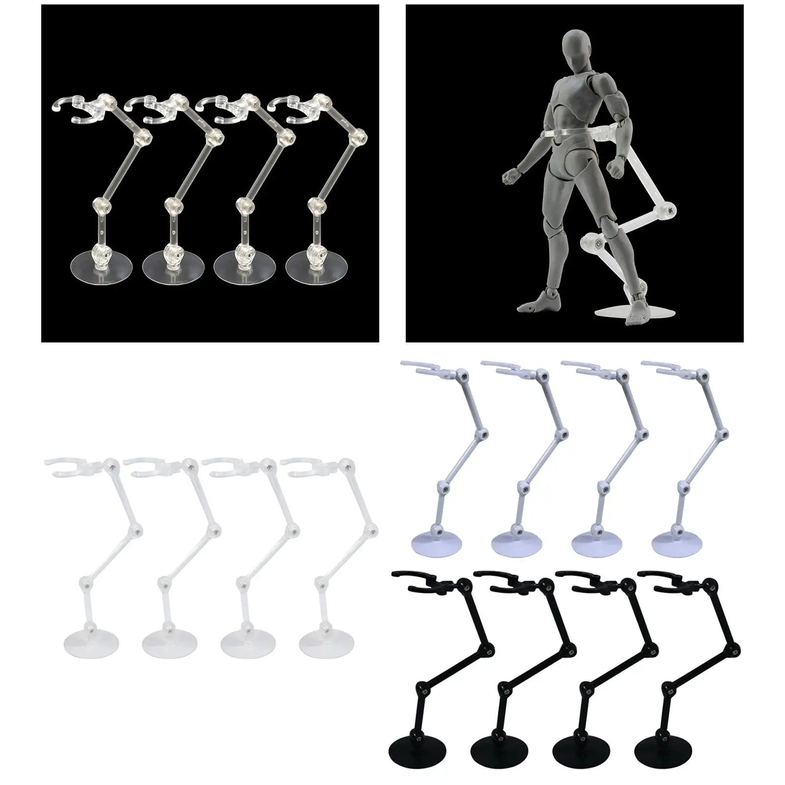 

4Pcs Action Base Doll Model Bracket Support Adjustable for Model 6'' Anime Doll
