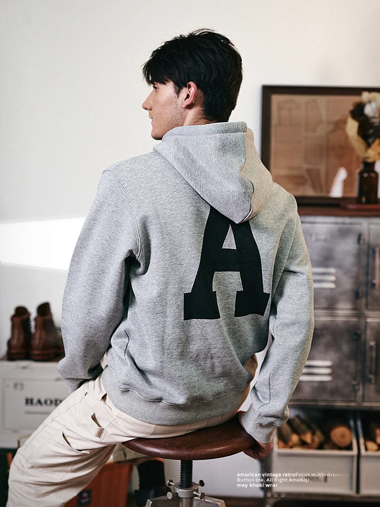 

Легкая толстовка с капюшоном в американском стиле ретро, мужская толстовка из чистого хлопка, тяжелый вес, 520 г, свободная спортивная шляпа Fce Thiened Loopba Hat irt