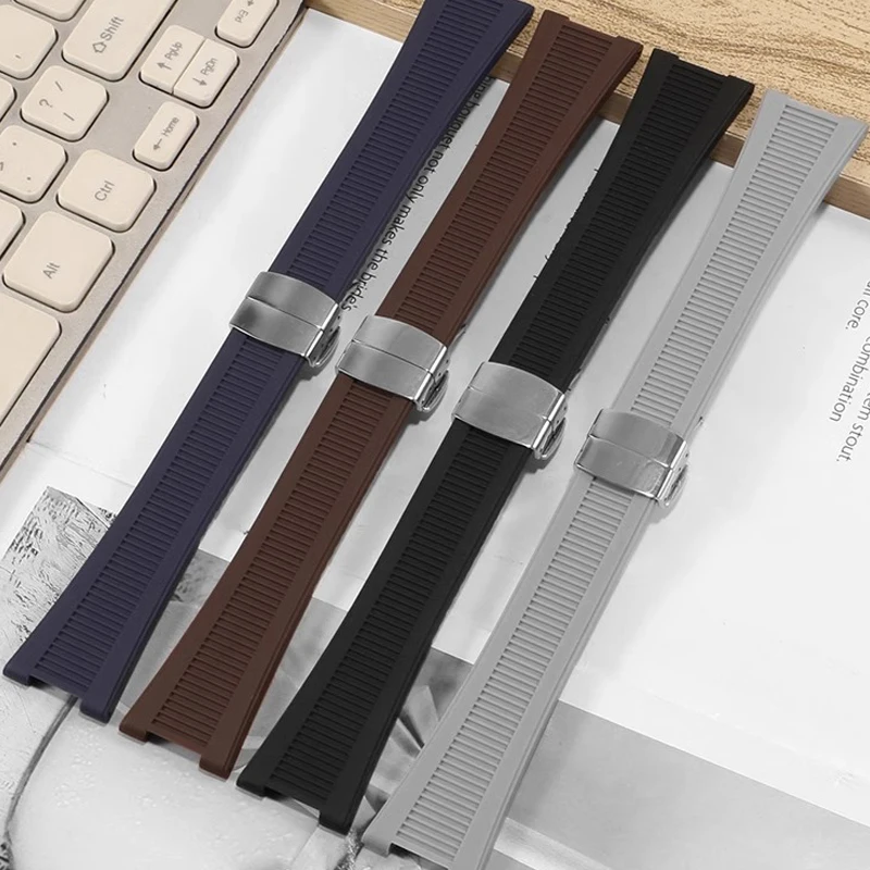 High quality 25-13mm Watch strap for Patek Philippe Nautilus series 5711/5712/5980 waterproof silicone watch butterfly buckle