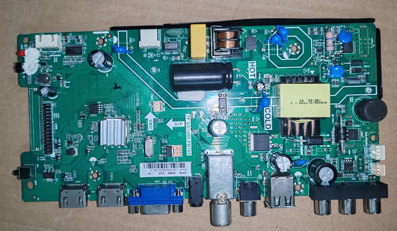 

TP.VST69D.PB765 Three in one TV motherboard, physical photo, tested for 300MA 48w