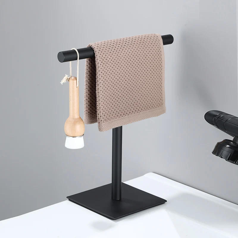 

Towel Holder Standing Tree Rack 304 Black BathMovable Free-Standing Hand Towel Stand Bathroom Towel Hanger Vanities Countertop