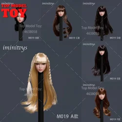 Iminitoys M019 1/12 Loli Girl Long Hair Female Head Sculpture Fit 6'' Pale Skin TBL Soldier Action Figure Body Dolls Toy