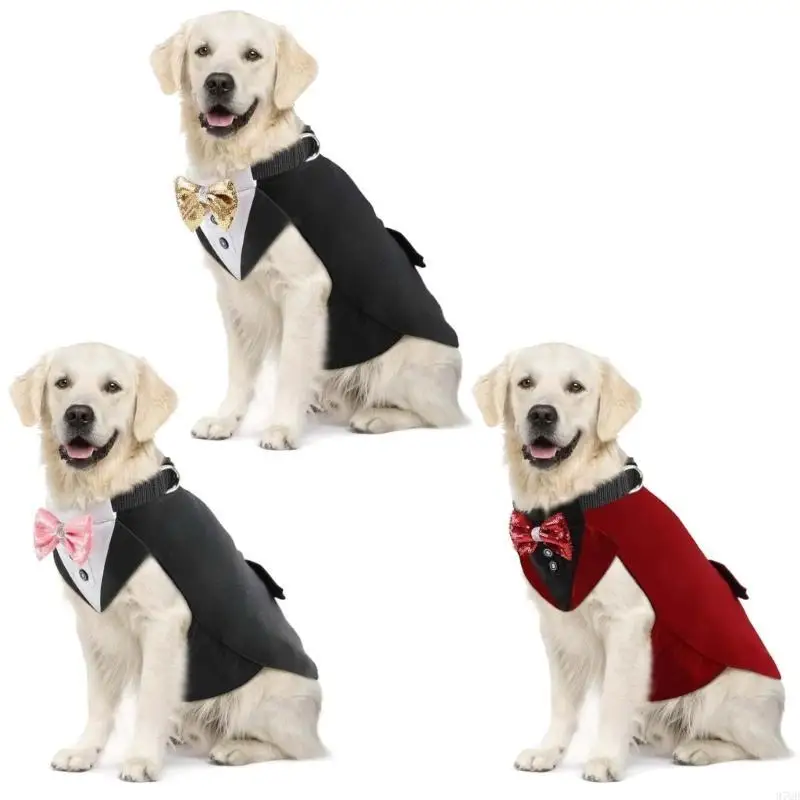 97QD Dog Wedding Suit Butterfly Tie Pet Tuxedo เครื่องแต่งกายชุดเสื้อผ้าสุนัขจัดหา