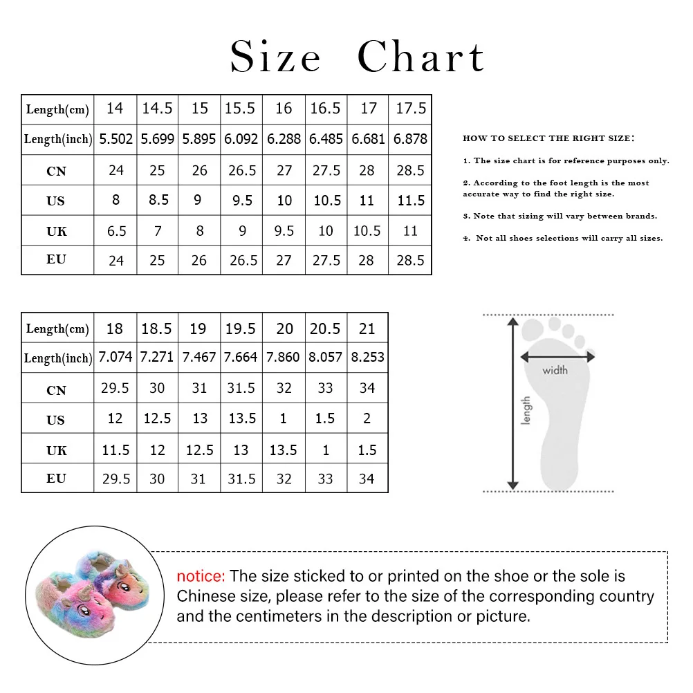 

1 пара детских тапочек, зимние теплые тапочки с единорогом, Нескользящая домашняя обувь с немой подошвой для детей, обувь для спальни