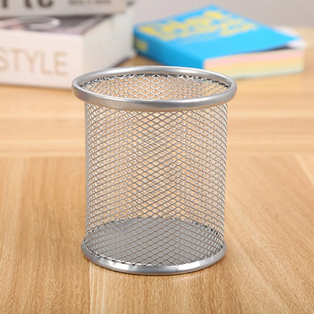 

5pcs Round Pencil Cup Mesh Steel Desktop Organizer Sturdy Metal Pen Holder For Office Home School Supplies Storage