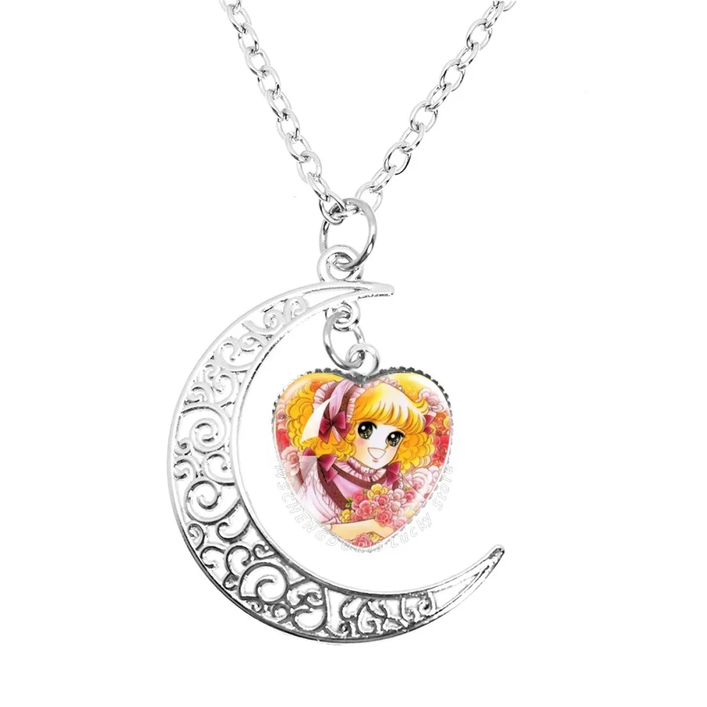 Will And Mike Heart-Shape Pendant Necklace Onewheatmark Cartoon Glass Cabochon Necklace Charm Jewelry Fans Gift