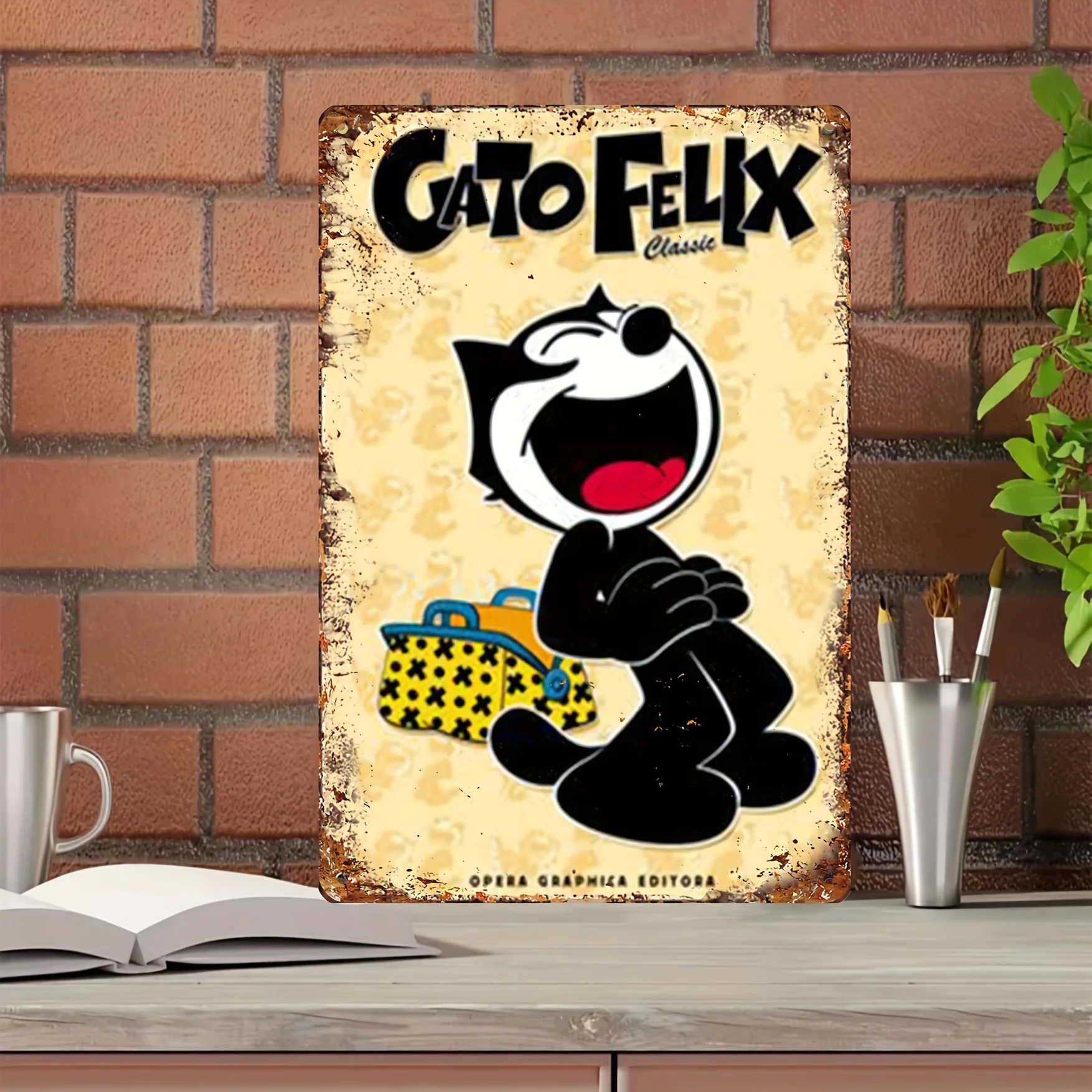 Felix the Cat Classic Art Deco Metal Tin Sign -  | Vintage Iron Wall Hanging Decor with Rustic Design | Multipurpose Home, Bar,