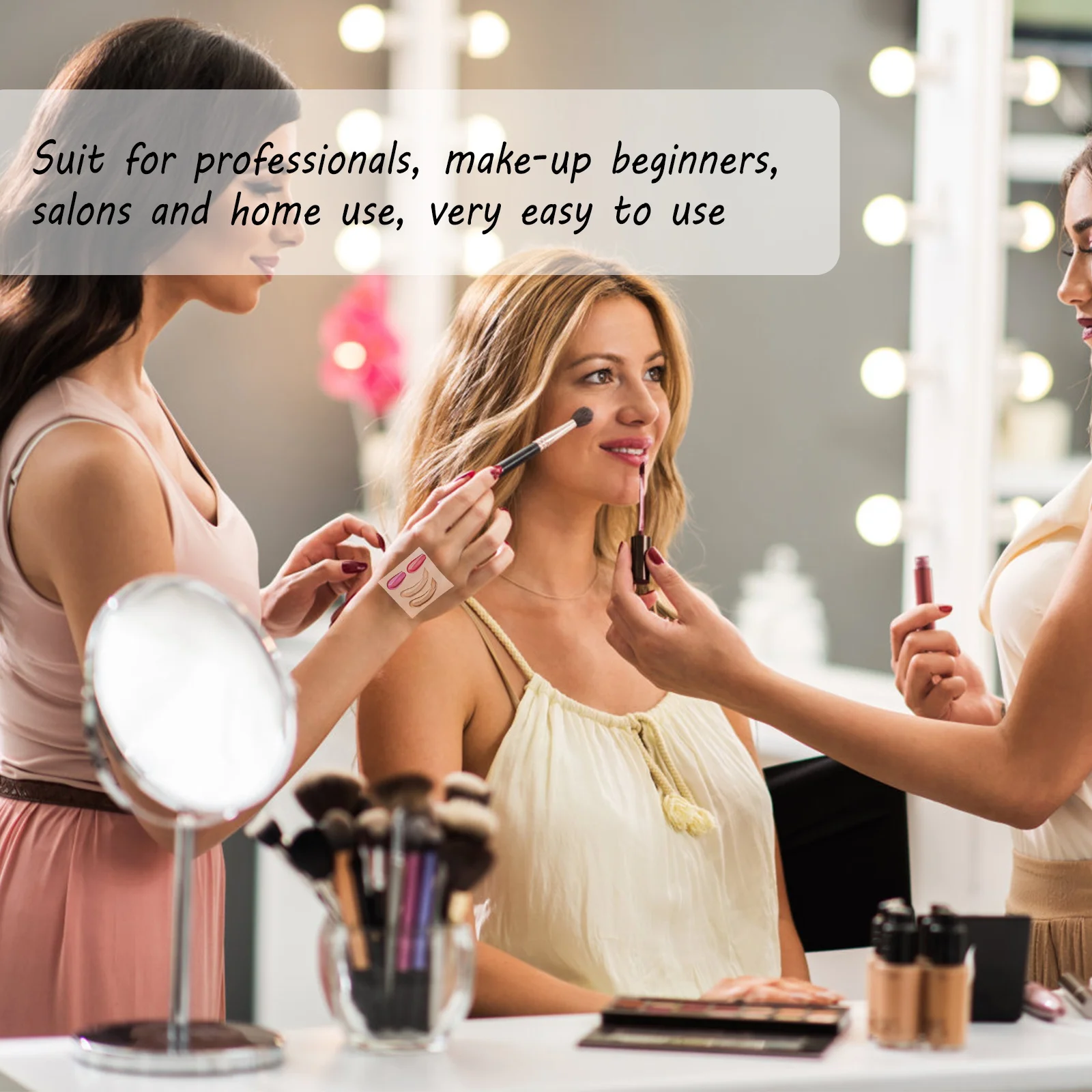 พาเลทผสมรองพื้นแบบใช้แล้วทิ้ง 100 ชิ้น ทำจากกระดาษ PU สำหรับแต่งหน้า ใช้สำหรับผสมสีและเครื่องสำอาง