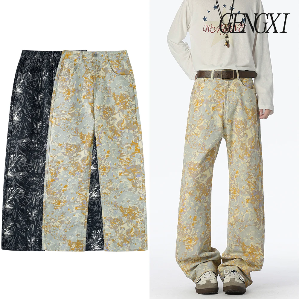 

Autumn/Winter New Arrival American Tie-Dye Jeans Men's High-Street Straight-Leg Jeans Street Fashion Workwear Casual Pants