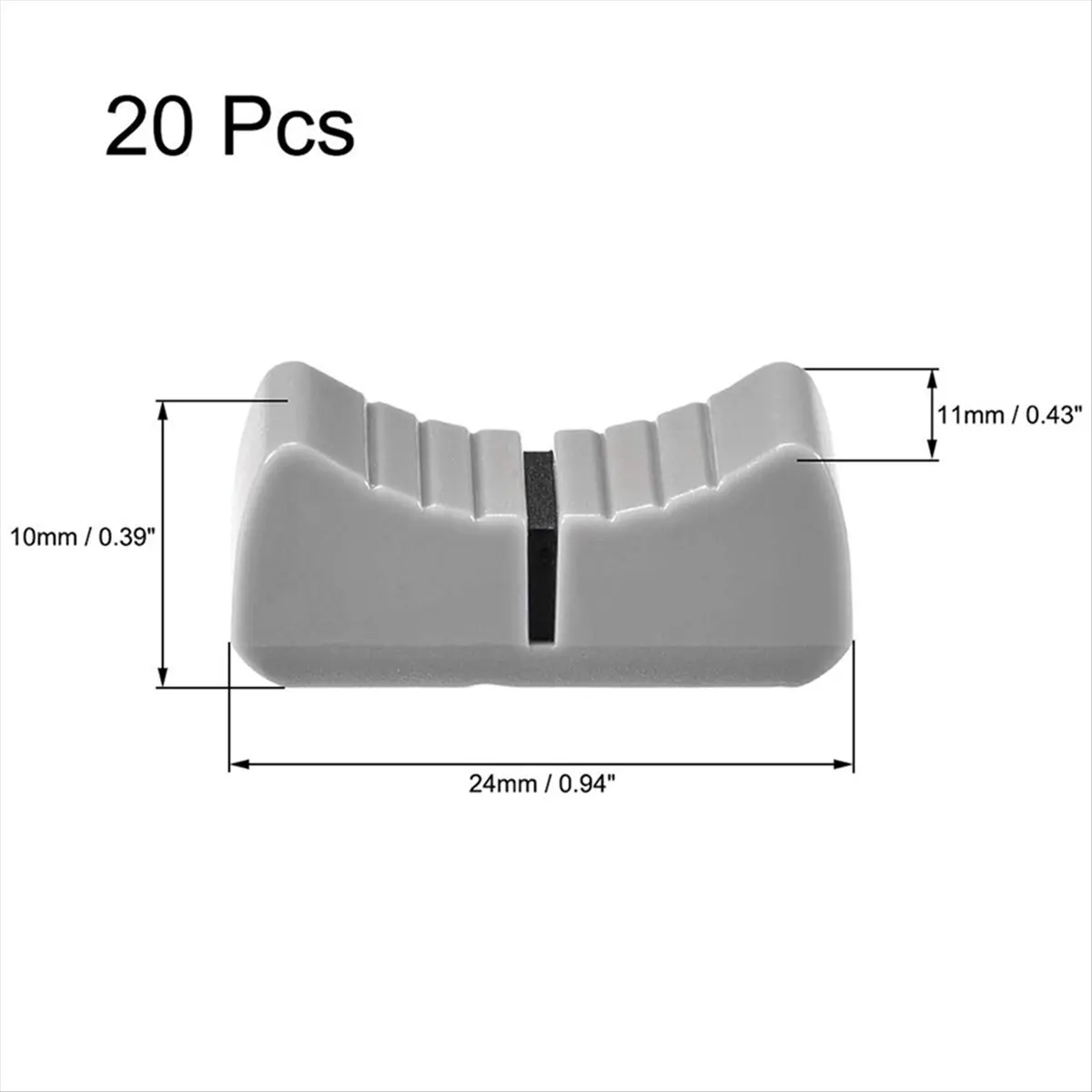 TUREBG 120Pcs 24mmx11mmx10mm Console Mixer Slider Fader Knobs Replacement for Potentiometer Gray Knob Black Mark
