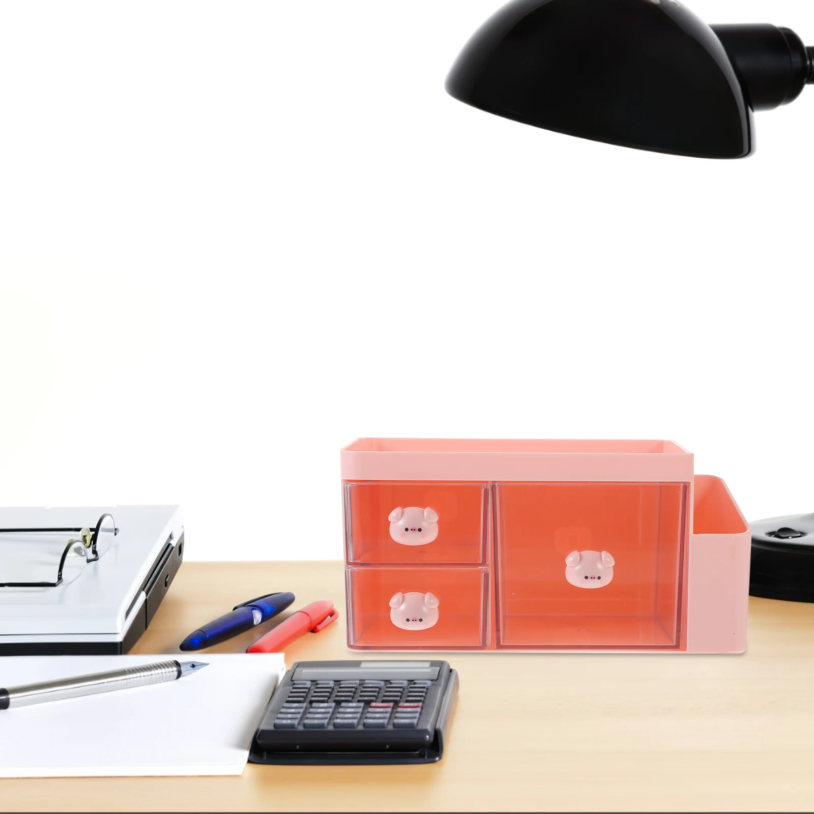 

Plastic Desk Organizer Multi-Functional Stationery Storage Box Compact Space-Saving Pen Holder Desktop Desk Organizer