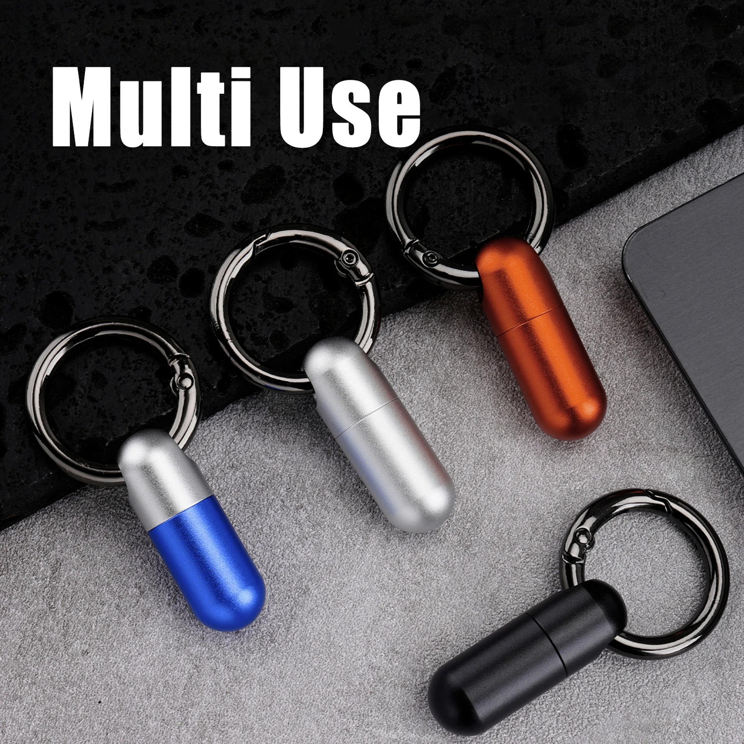 Aluminum alloy mini storage bottle. Keychain accessories. Multifunctional EDC tool.