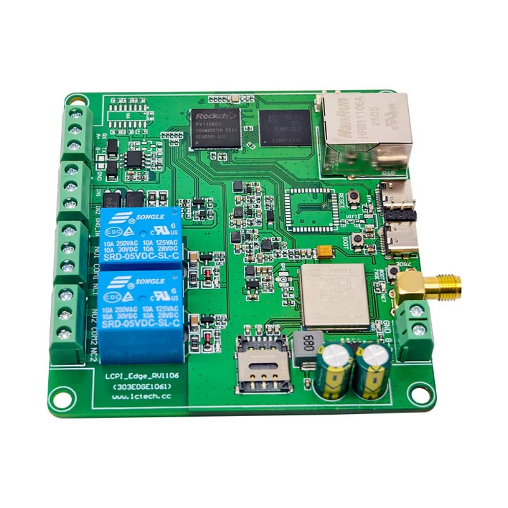RV1106G3 Edge Computing Industrial Controller 4G Cat.1 WIFI6 BT5.2 Ethernet 2DI 2DO Relay Module for IoT Secondary Development