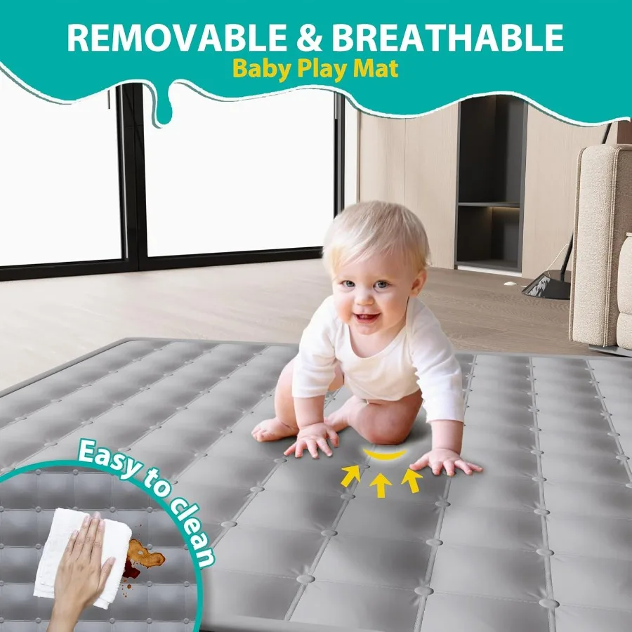 Box pieghevole per neonati e bambini piccoli 50x50 pollici Box portatile Penna da gioco pieghevole con 2 maniglie per interni ed esterni