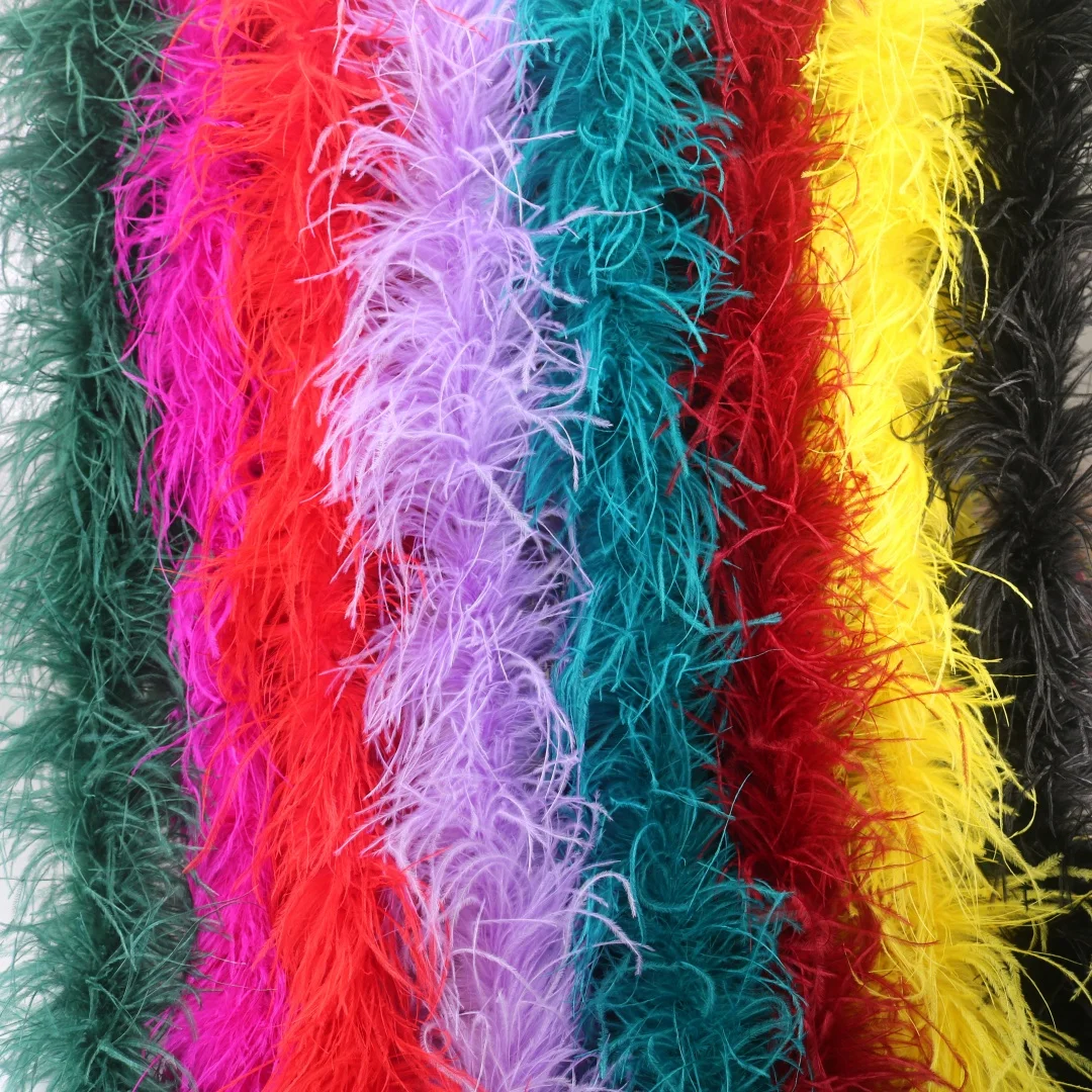 

2 Meters 6 Layer Fluffy Ostrich Feathers Boa Quality Costumes Trim for Party Costume Shawl Available Plumas Para Vestidos