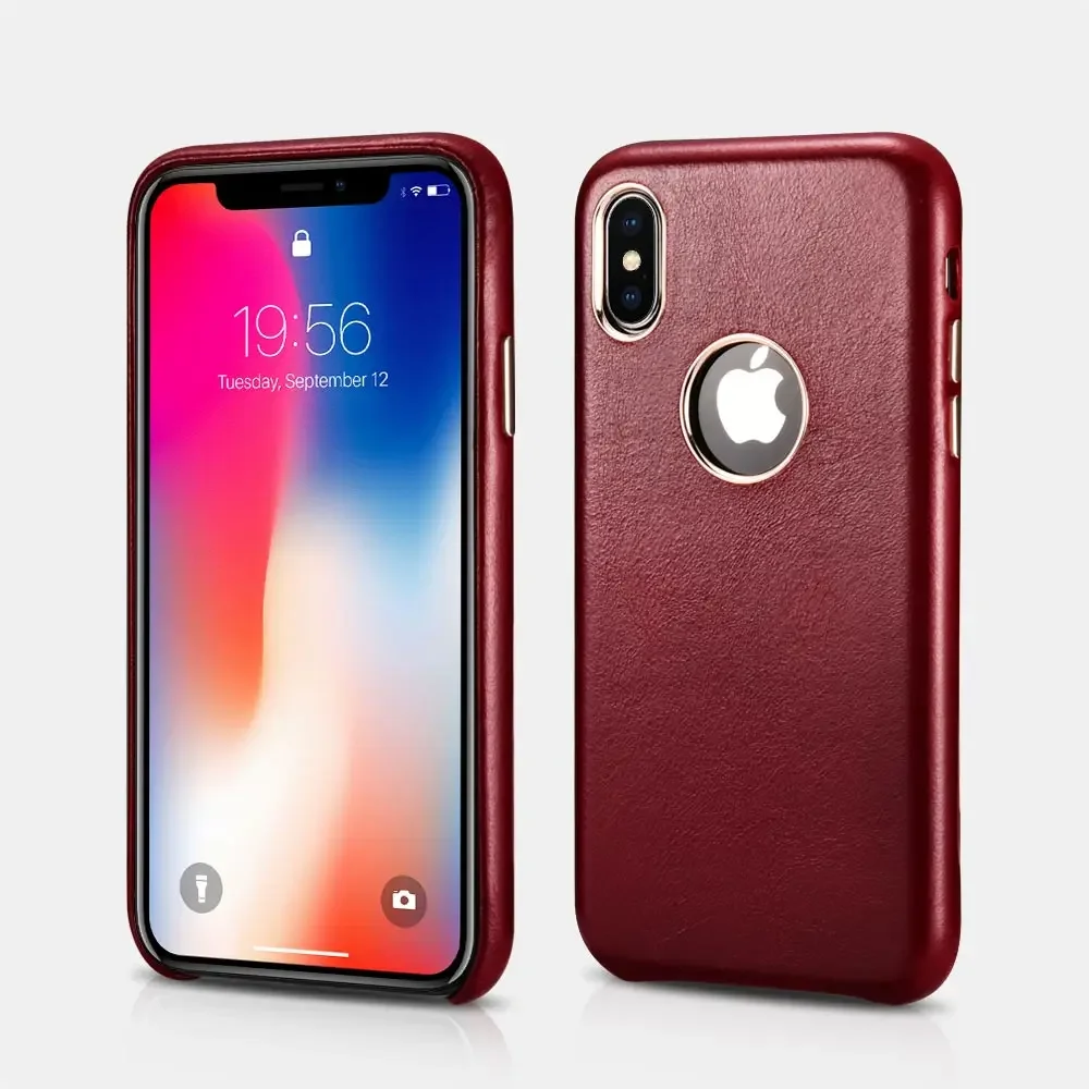 Funda de cuero para iPhone XS Max, funda trasera Retro Original para teléfono móvil