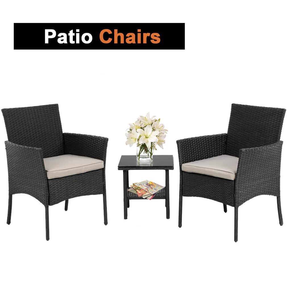 

Patio Furniture Sets 3 Pieces Outdoor Bistro Set Rattan Chairs Wicker Set