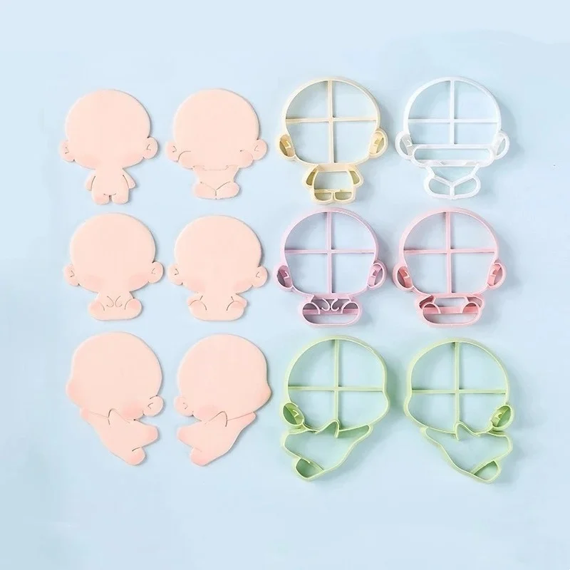 6pcs/set Q Version Biscuit Clay Doll Cutting Mold Diy Ultra-light/stone Plastic Clay Pendant Jewelry Styling Cutting Tool