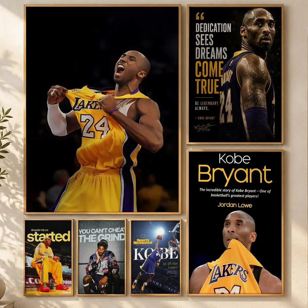 Iconic Athlete Kobe Bryant Poster Art  Self-Adhesive No Glue Dorm Wall  Waterproof Coffee House Art Sticker