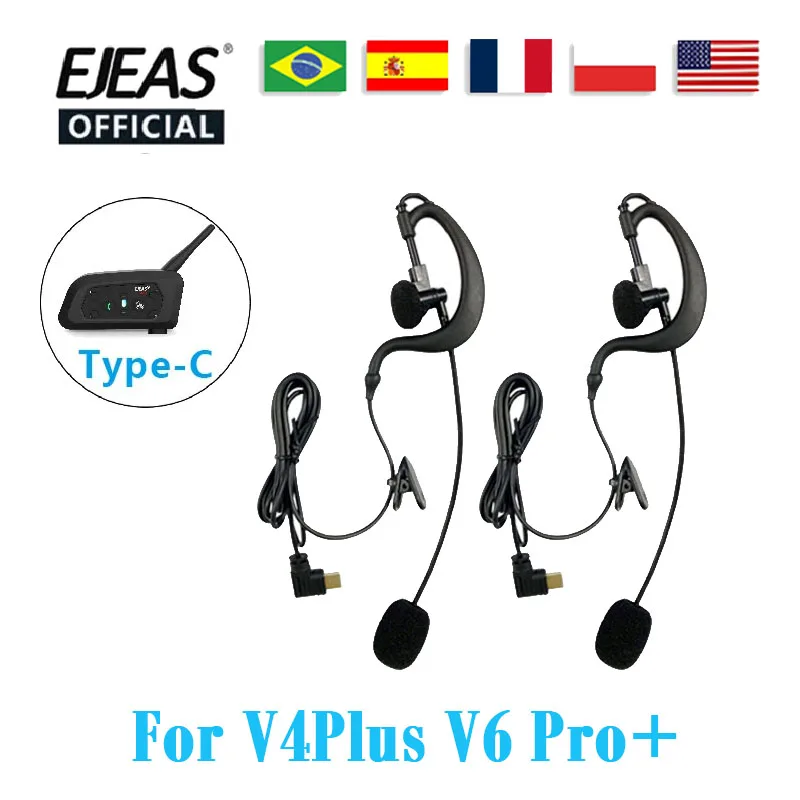 Suitable For V4C Plus/V6CPro+/V4 Plus/V6 Pro+ Motorcycle Helmet Bluetooth Walkie-Talkie Type-C Interface Referee Headset