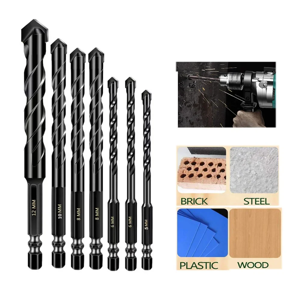 

Universal Glass Masonry Drill Bits Concrete Drill Bit Ceramic Tile Hex Drill Bit Set for Concrete Brick Glass Wood Hole Opener