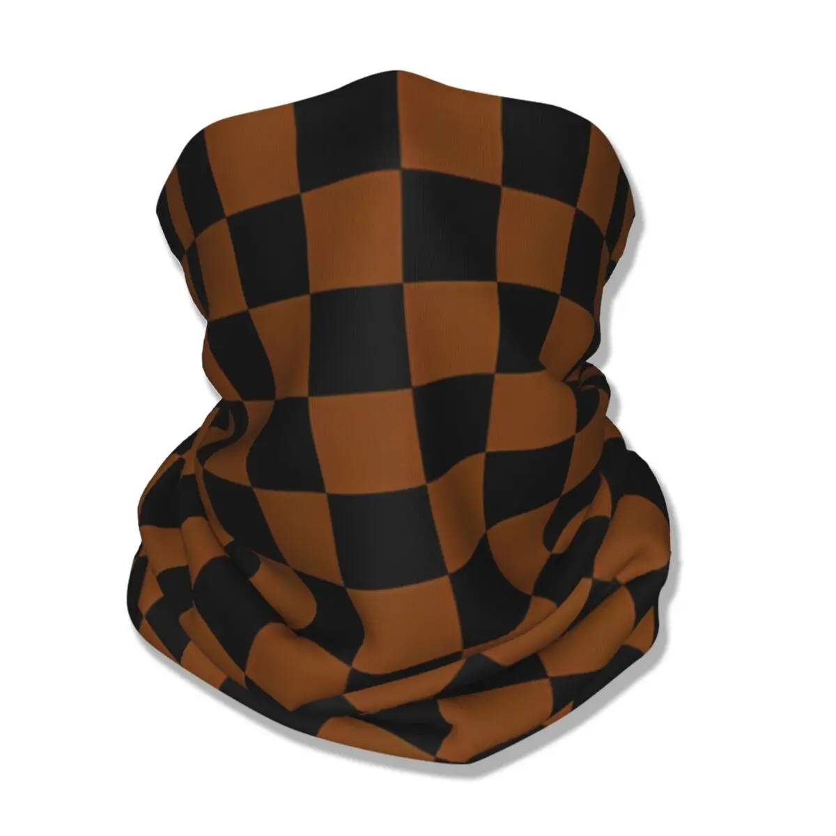 Black And Chocolate Brown Checkerboard Checkered Bandana Neck Cover Printed Balaclavas Wrap Scarf Headwear Hiking Unisex Winter