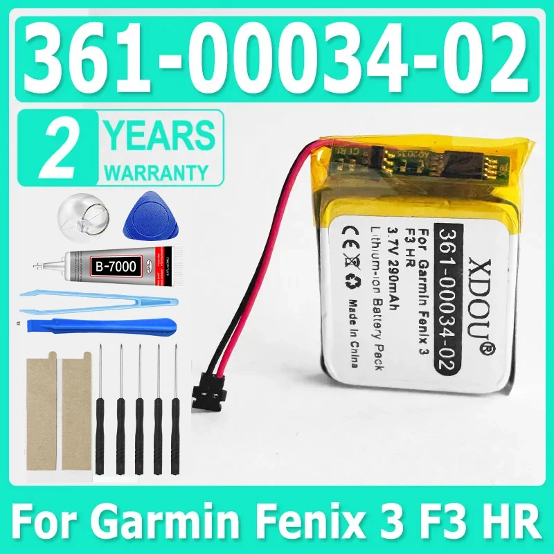 361-00034-02 Replacement Watch New Battery For Garmin Fenix 3 Fenix3 F3 HR GPS Sports Watch 290mAh + Free Tools