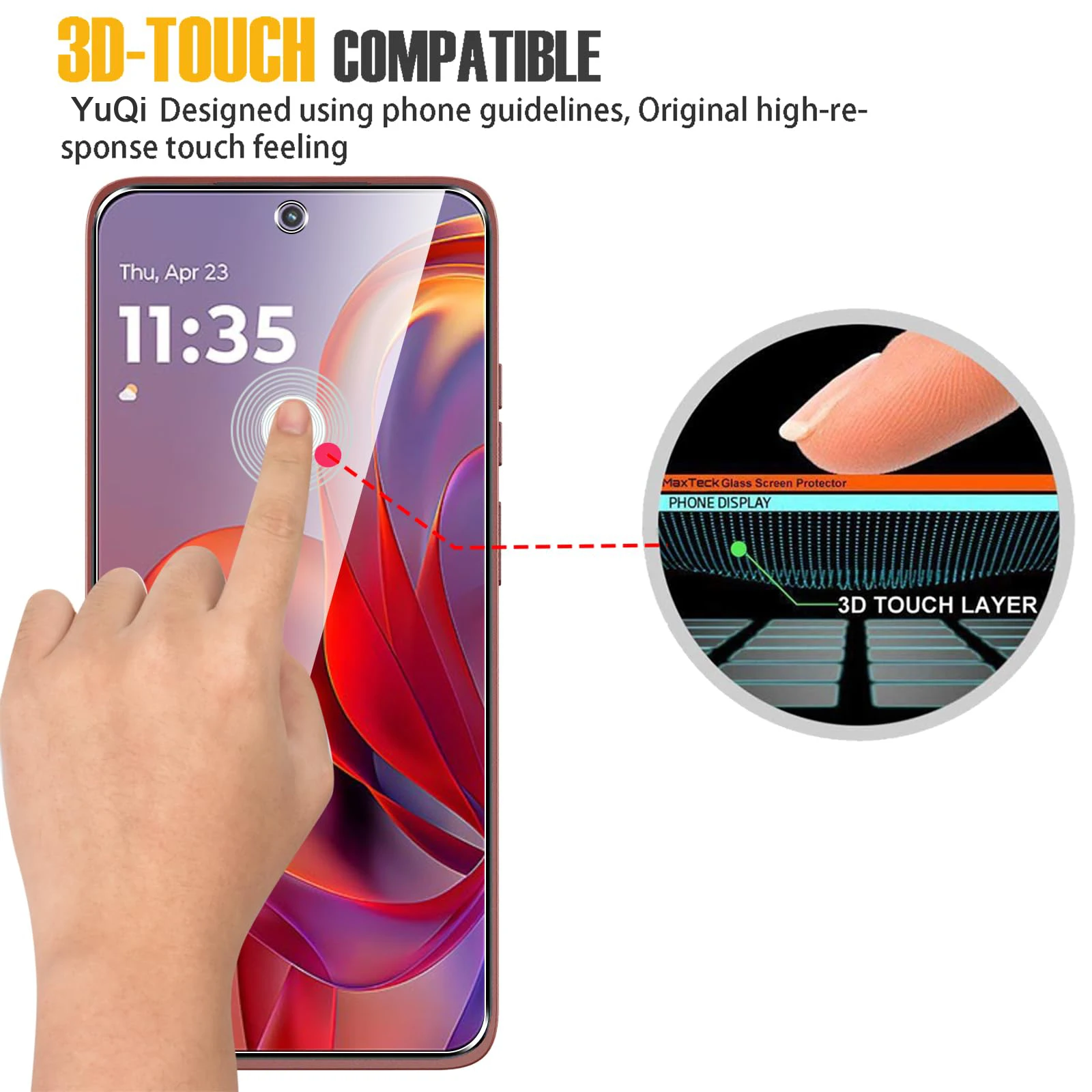 Displayschutzfolie für Motorola Edge 60 Neo 50, Neo, gehärtetes Glas, HD 9H, transparent, klar, kratzfest, freundlich – Detail 6