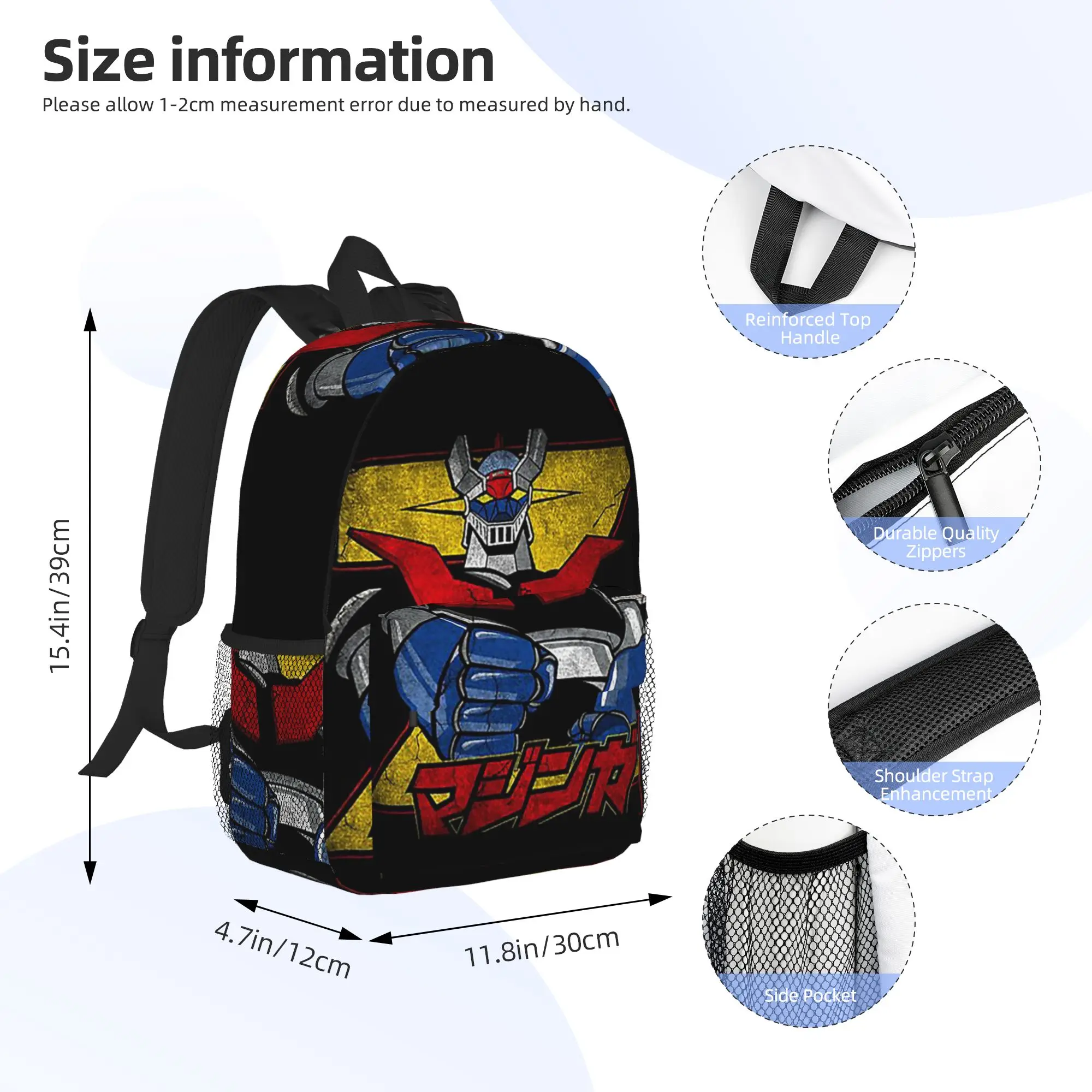 Mazinger Z, vintage style Backpack Hot Sale Daypack Large Capacity Boys Girls BookBag Shoulder Bags for Men Women School Bag