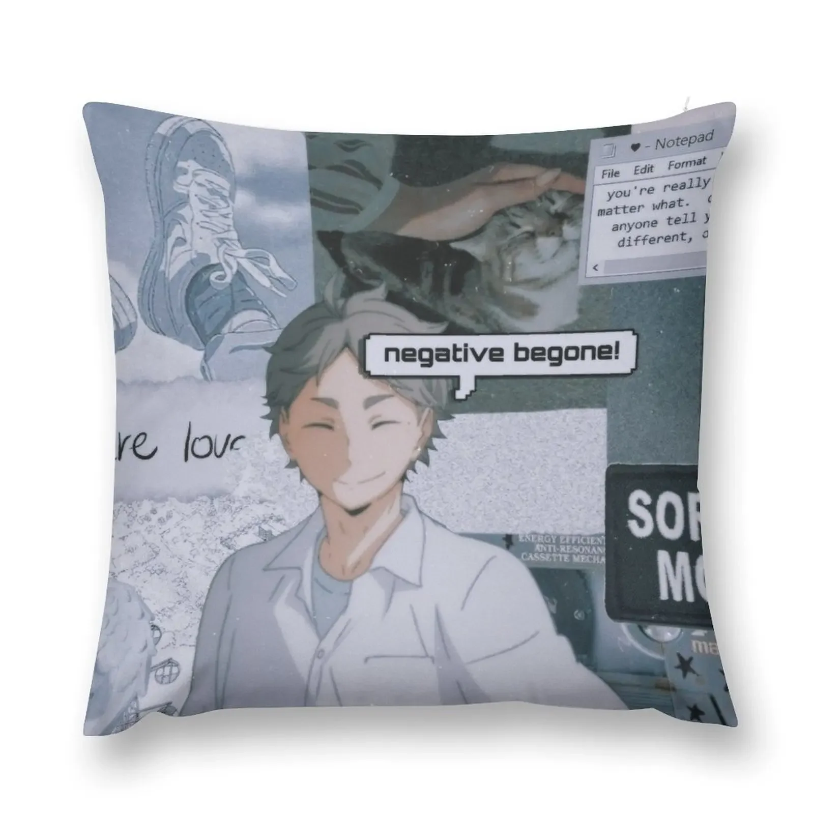 Sugawara Koushi Negativity Begone! Throw Pillow luxury decor Luxury Living Room Decorative Cushions pillow