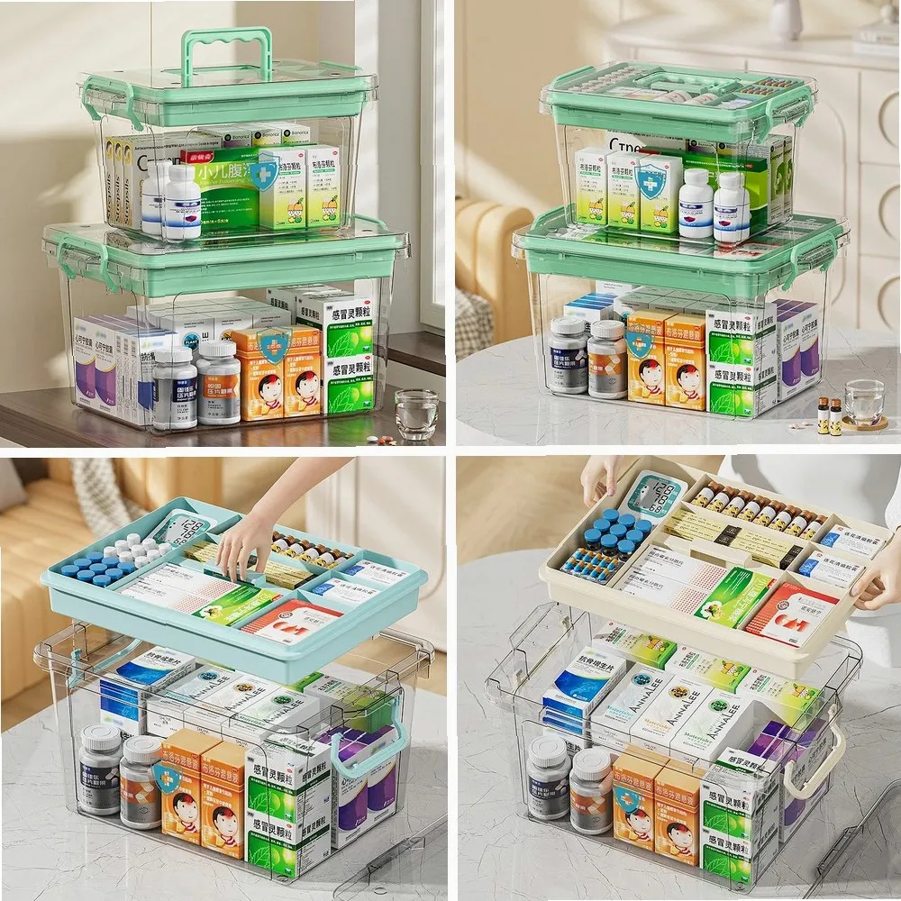 

Large-Capacity Transparent Medicine Cabinet, Multifunctional First Aid Kit & Home Aid Case, Various Colors Available