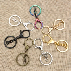 5pcs/lot 30mm Chain Key Ring Long 70mm Popular classic 8 Colors Plated lobster clasp key hook chain jewelry making for keychain