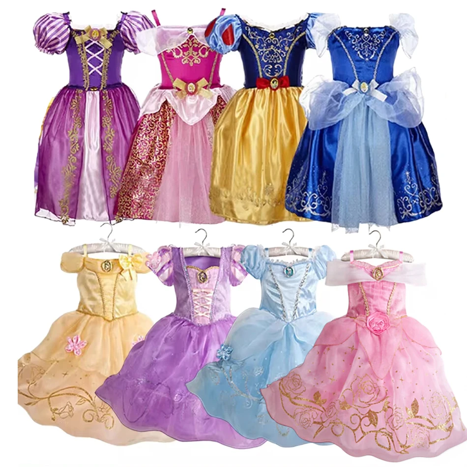 Princess Costume Party Fancy Flower Vestido New 2025 Christmas Birthday Carnival Dress Up Rapunzal Belle Disguise Frock