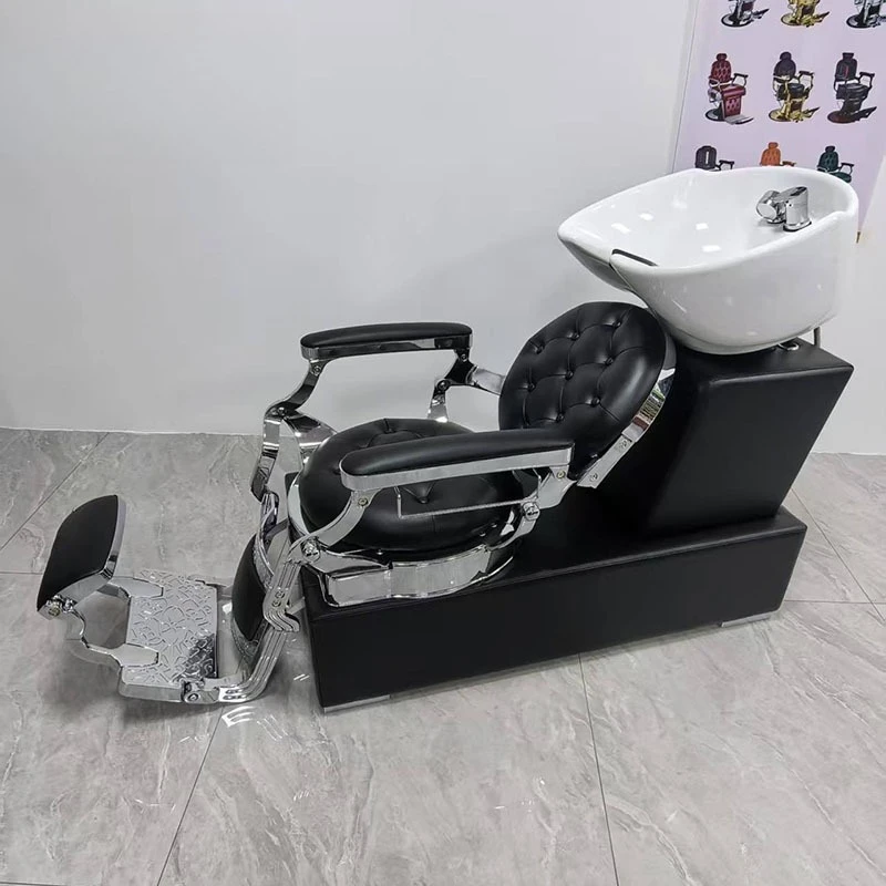 

Shampoo bed, semi-reclining shampoo chair for barber shop, ceramic basin for hair salon, shampoo bed.