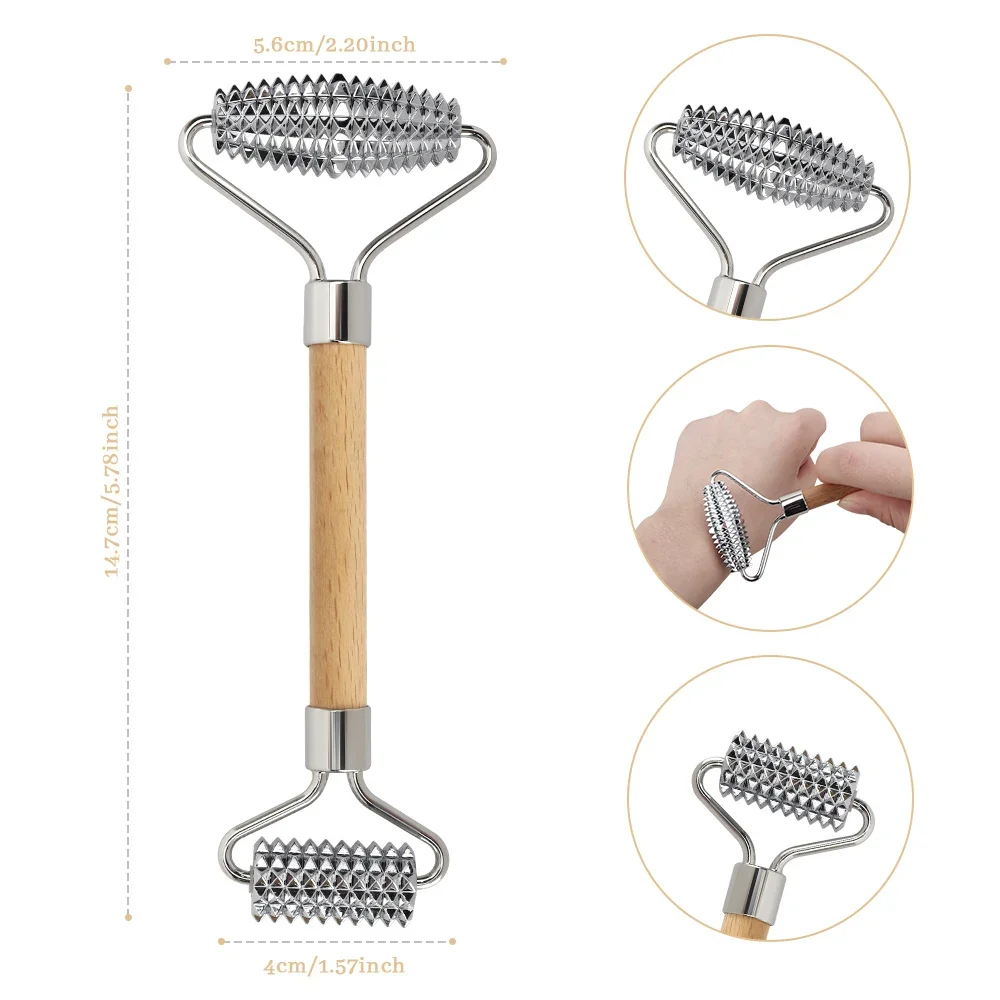 Zinc Alloy Roller Face-lift Tightening Beauty Massager Facial Hobbing Metal Double-headed Roller Multifunctional Skin Care Tools