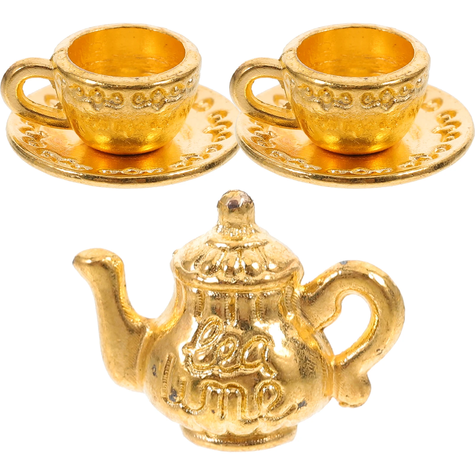 مجموعة واحدة من إبريق الشاي المعدني الصغير، ملحقات بيت الدمى الرائعة، نماذج متعددة الألوان العتيقة، شاي مصغر آمن وقابل لإعادة الاستخدام #5