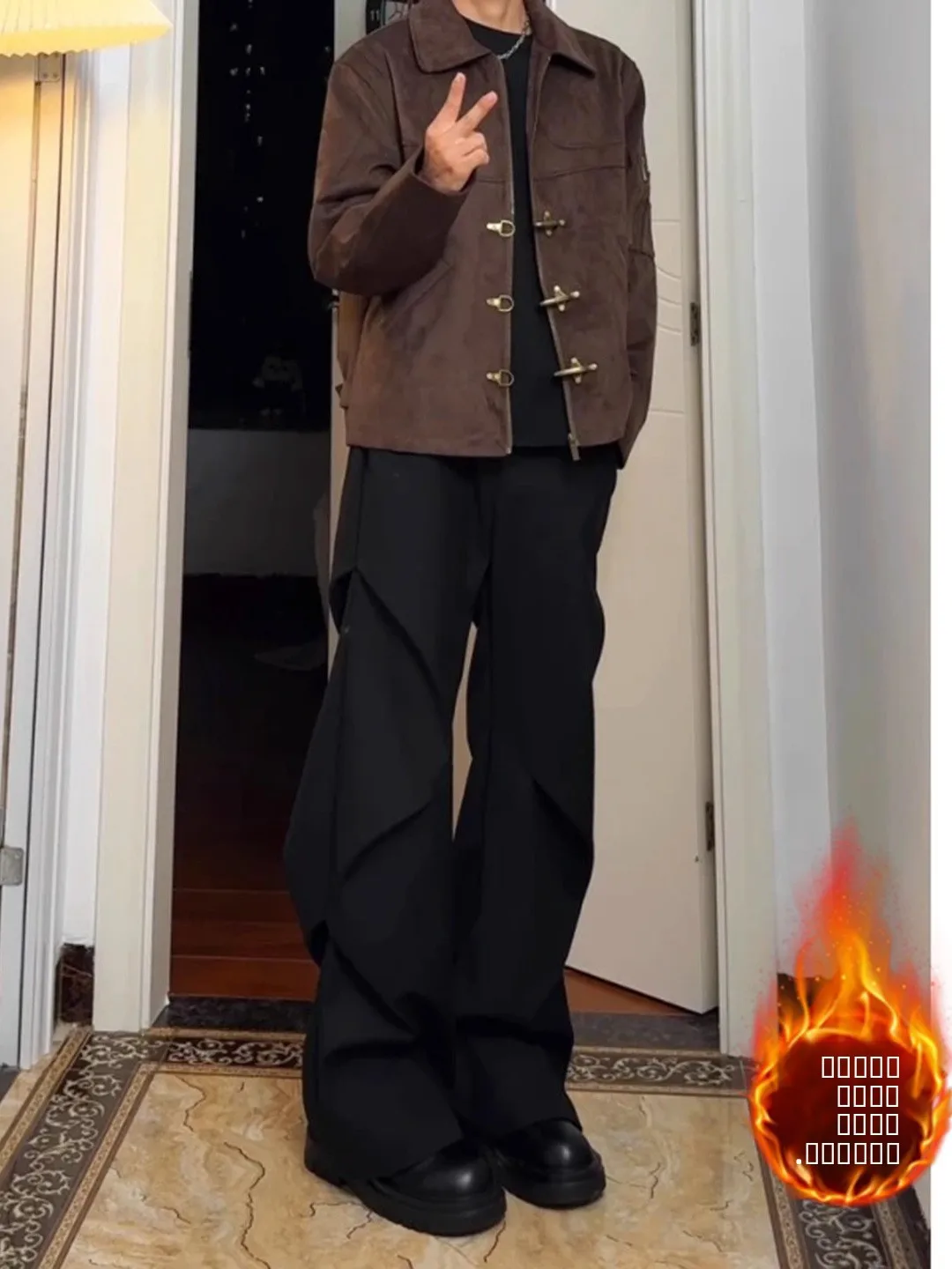 

Cleanfit Thiened Pleated Men's Autumn Winter Loose Fce Umbrella Soldier Pants Drapey Casual Trousers Youth Faion