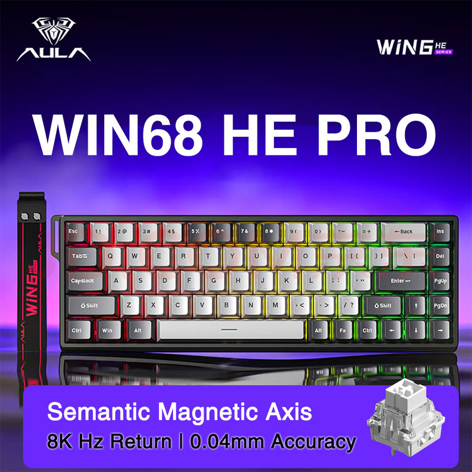  AULA WIN60 WIN68 HE Esports Magnetic Switch Keyboard Rapid Trigger 8K Return RGB Hotswap 60% 68% Custom Game Keyboard 