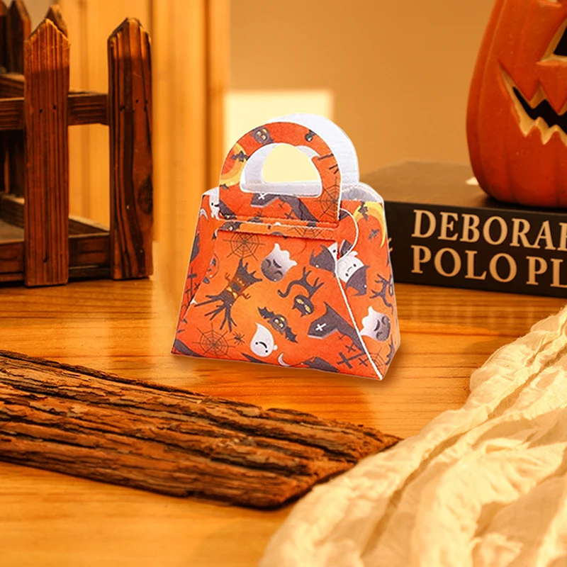 10Pcs Halloween Candy Bags Multiple Patterns Non-woven Fabric Pumpkin Trick Or Treat Snack Gift Bag Kid Handbag