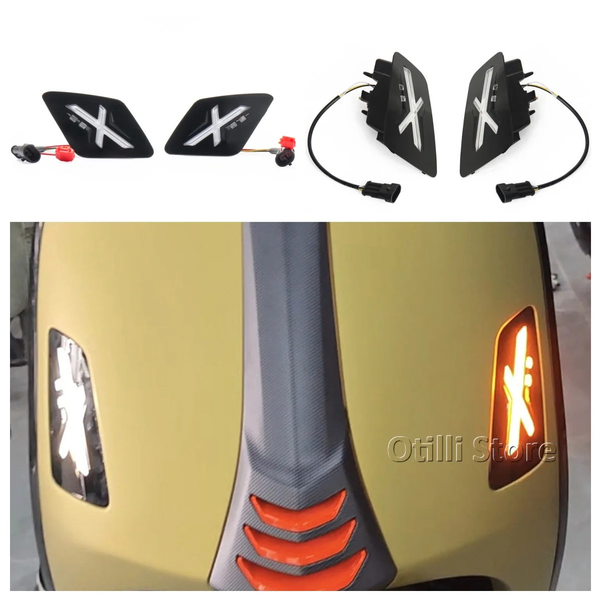 

Motorcycle Accessories LED Turn Signal Light Front Rear Running Indicator Flasher For Vespa GTS 300 gts300 GTS300 2023 2024 2025