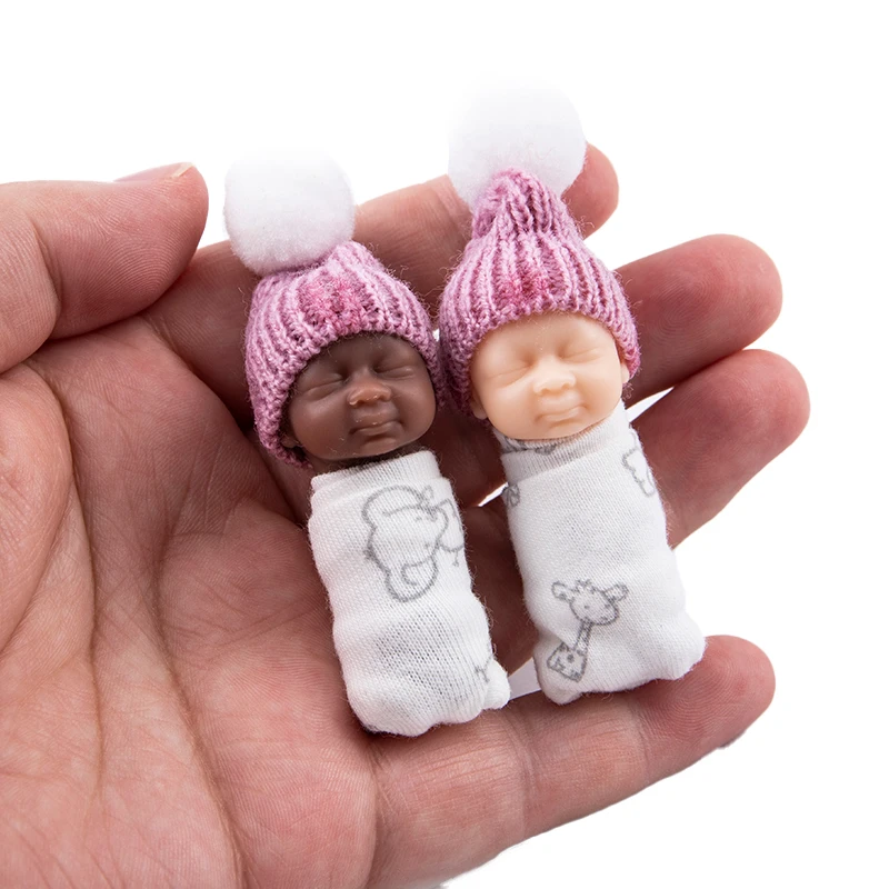 Simulation Baby Newborn Pvc Ornament Handle Toy  Finger Doll Real Clothes Random