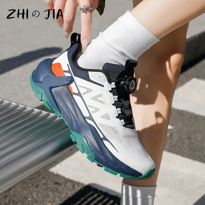 

Летние мужские кроссовки с вращающейся застежкой, профессиональные, дышащие, из сетчатого материала, легкие и удобные для бега и походов