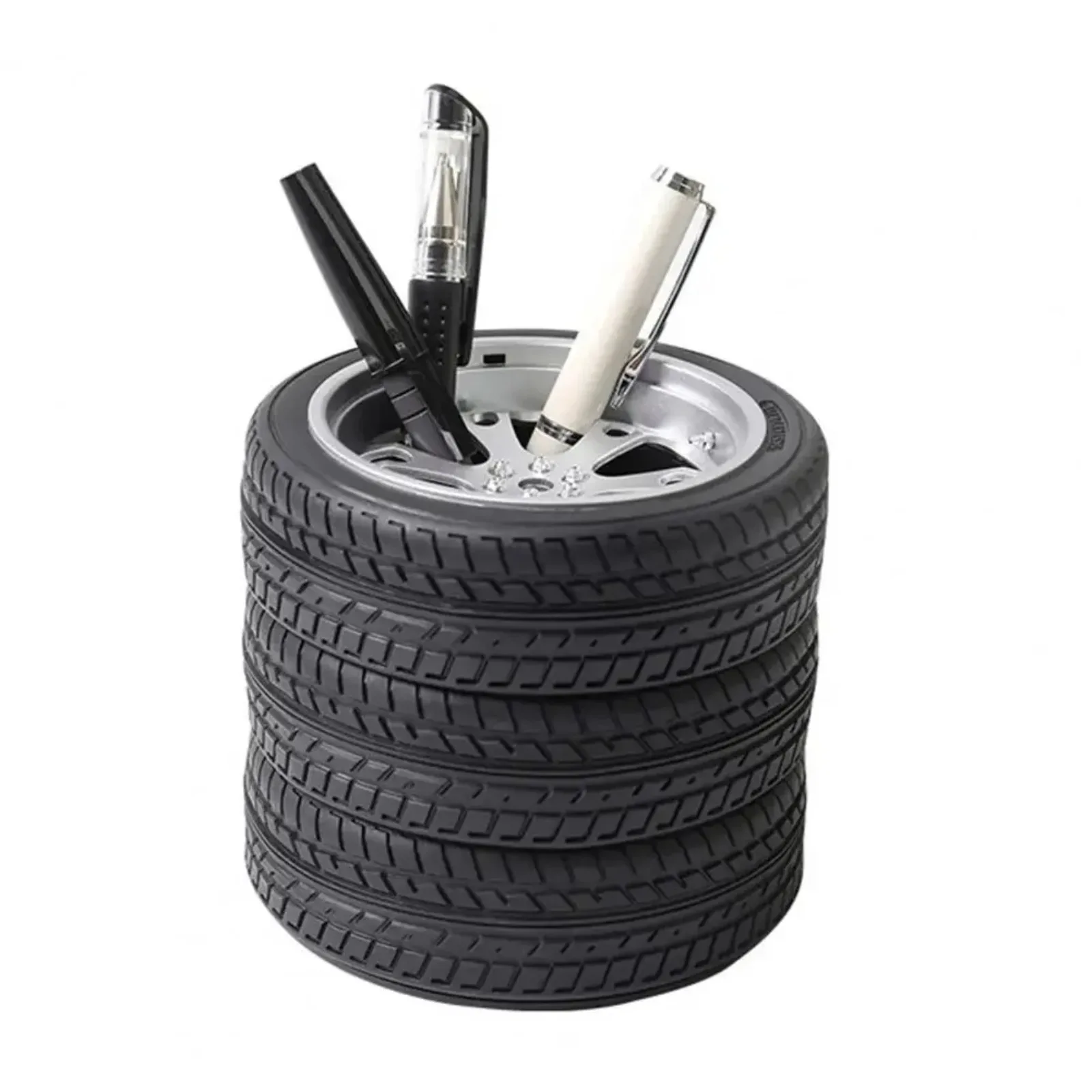 10.7*9.4cm Tire Shaped Pen Holder Car Tire Succulent Planter Stationery Desk Holder Pencil Holder Car Tire Stacking Accessories