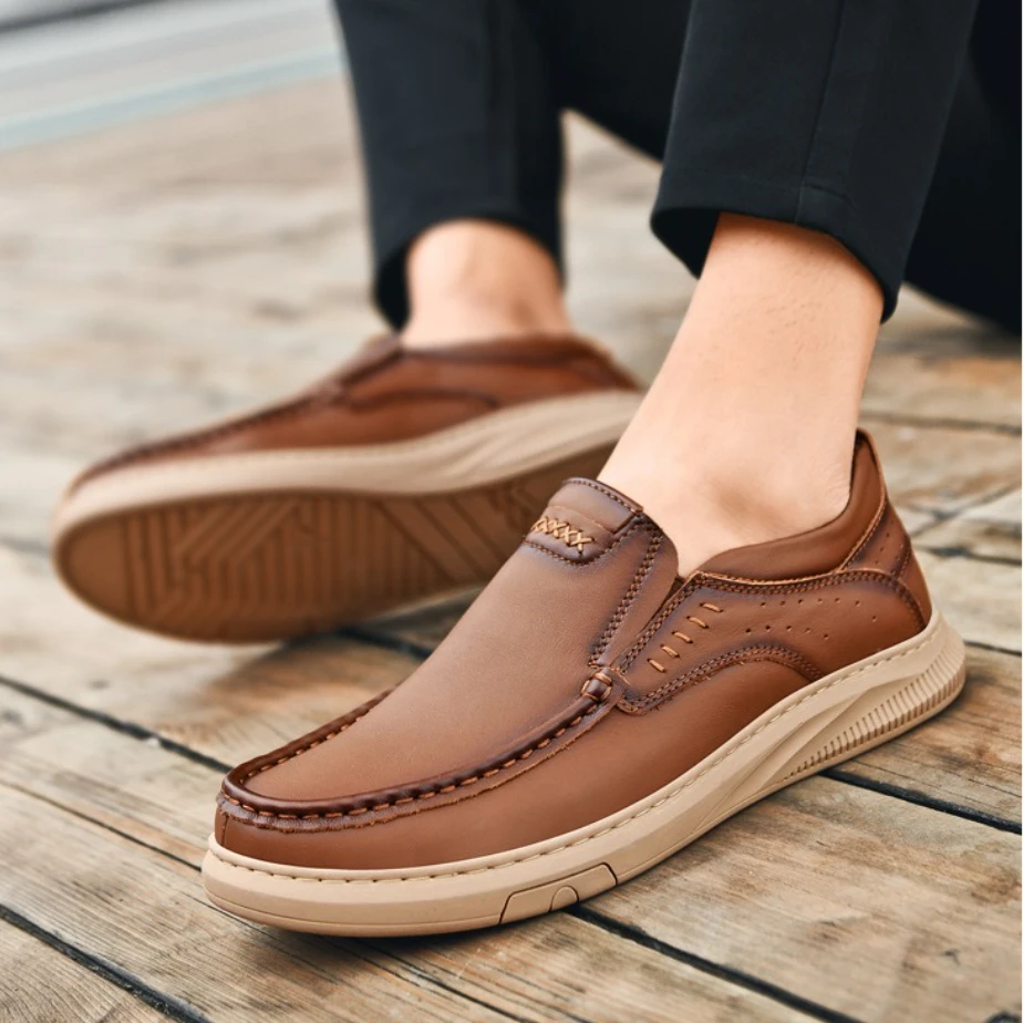 

Spring Autumn Casual Men's Leather Shoes Comfortable Male Slip on Loafers Breathable Mans Flats Driving Shoes Soft Moccasins