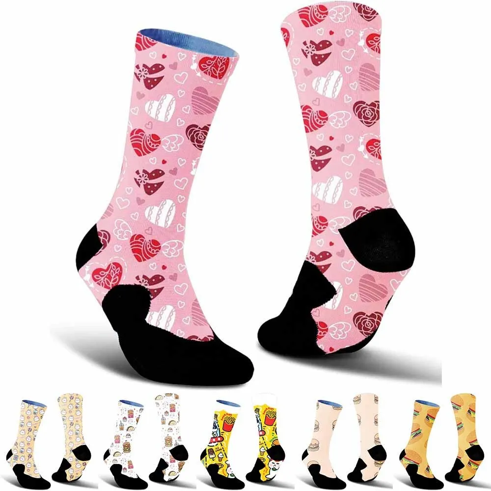 Cycling socks full of heart-shaped patterns, breathable, durable, unisex, suitable for outdoor enthusiasts and more people