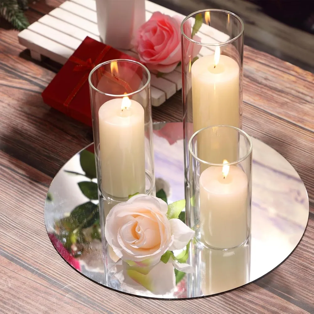 

36 Pcs Pillar Candles and Glass Cylinder Vases Cylinder Candle Holders for Slim Pillar Candles Wedding Centerpieces Decoration