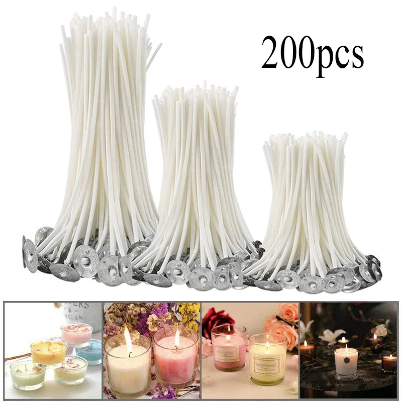 

200Pcs Candle Wicks Low-Smoke 5/6/8/9/10/15/18/20Cm Cotton Wax Core for DIY Kerosene Lamp Wax Line Accessories Candles Making