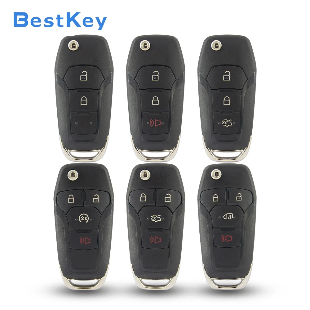 Best Key 2/3/4 Button Flip Key Shell HU101 Mechanical Blank Blade Repair Cover Fit Ford Focus Fiesta Mondeo Kuga Explorer Ranger