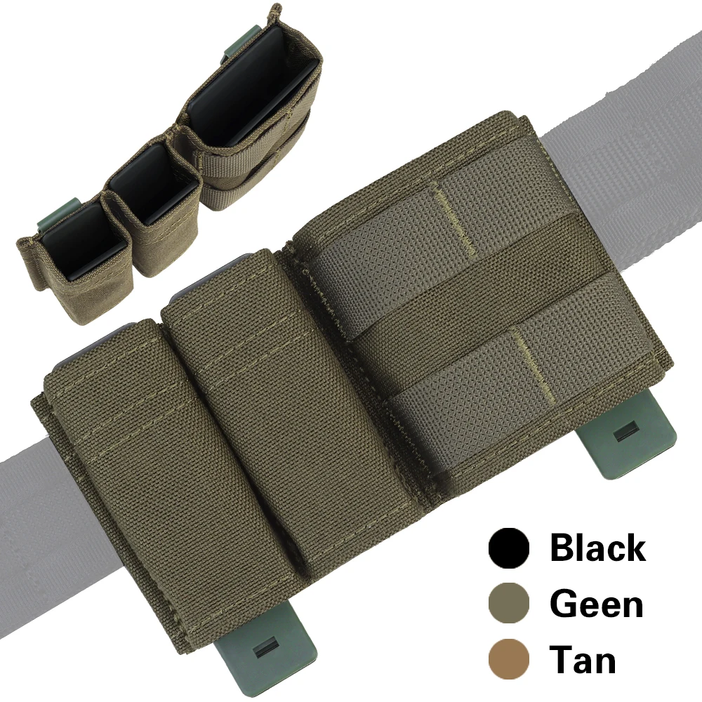 Tactical 5.56+9mm+9mm Magazine Pouch KYWI Wedge Insert Shorty MAG Bag MOLLE M4 G17 AR15 Airsoft Belt Vest Gear with Maclice Clip